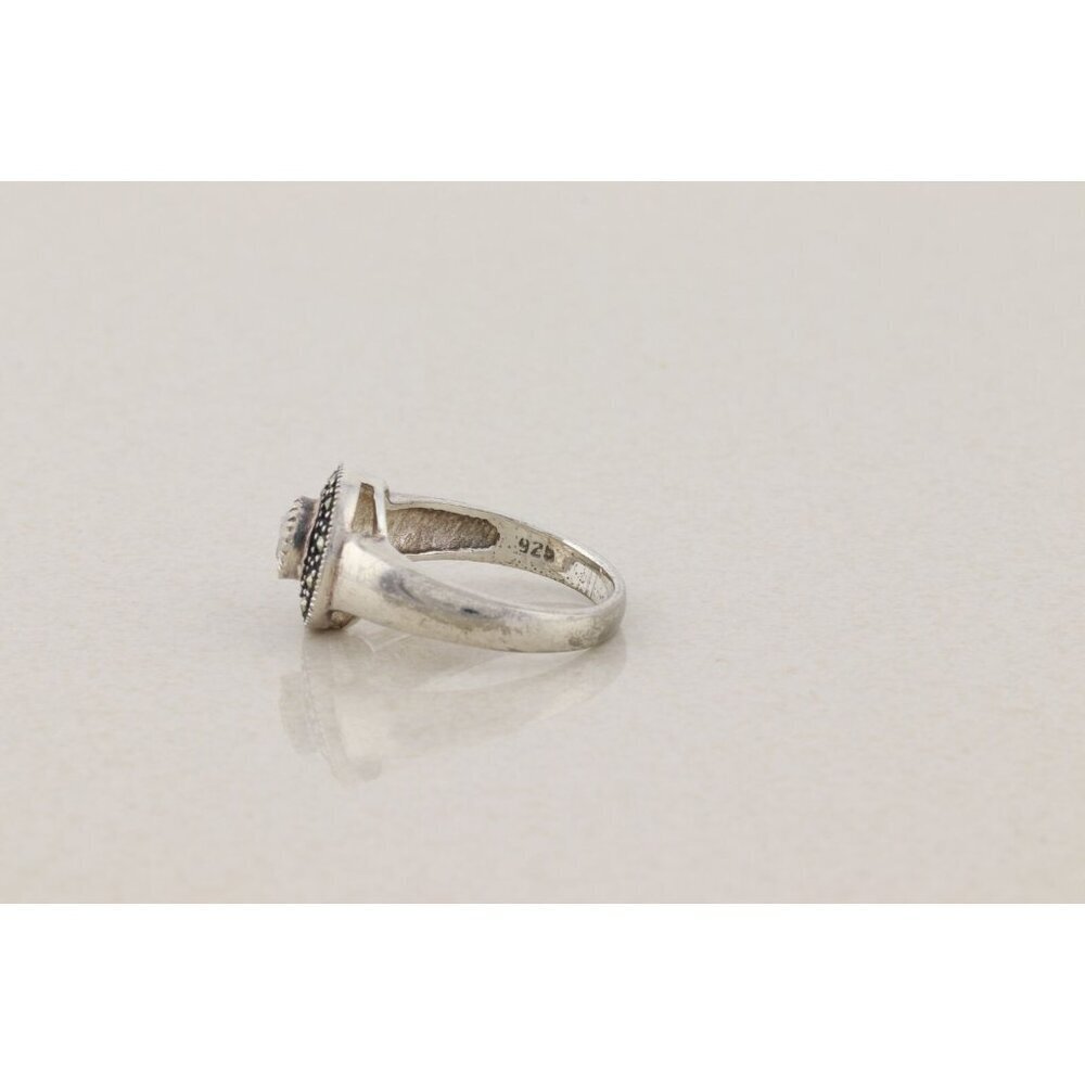 Sterling Silver Cubic Zirconia and Marcasite Ring Size 9 - Picture 7 of 7